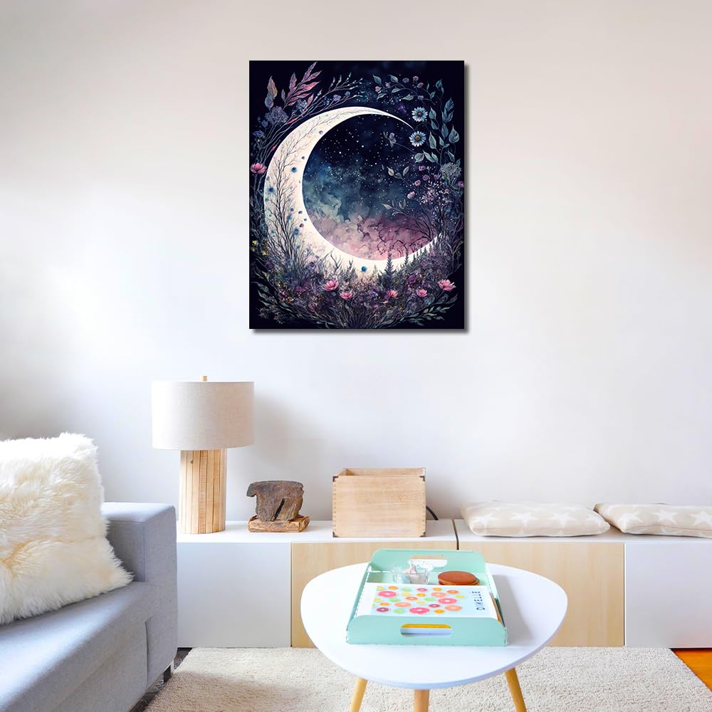 TUMOVO Moon Floral DIY Painting, 16"x20" - Adult & Kids Paint by Number Arts Craft on Canvas TUMOVO
