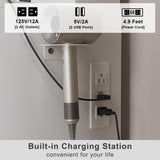 Fameill White Vanity Desk with Mirror and Lights,Makeup Vanity Table Set with Power Strip and Sliding Locker,Visual Drawer Makeup Desk with 5 Drawers&Shelves&Cabinet,3 Lighting Modes Fameill