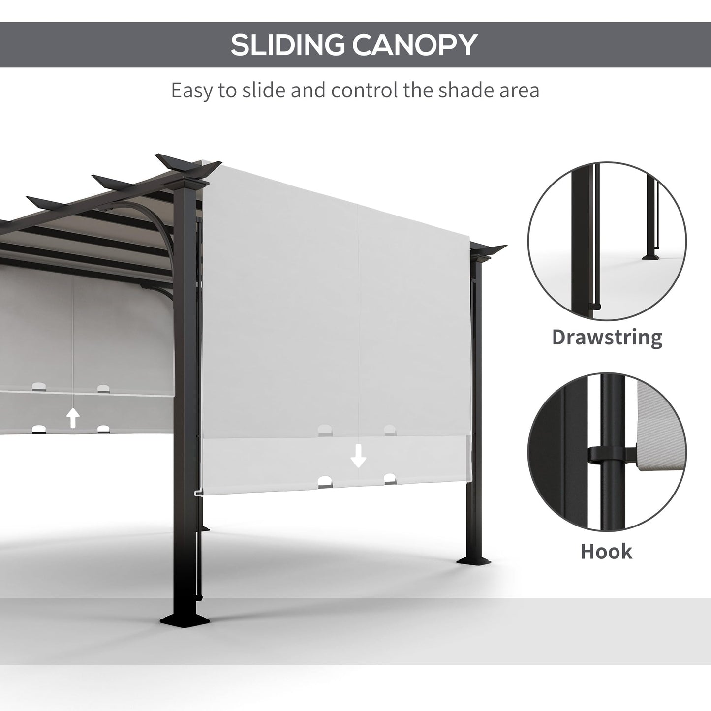 Outsunny 10' x 10' Patio Pergola with Weather-Resistant Steel Frame, Backyard Sun Shade Canopy Cover Shelter for Porch Party, Garden, Grill Gazebo, White - WoodArtSupply