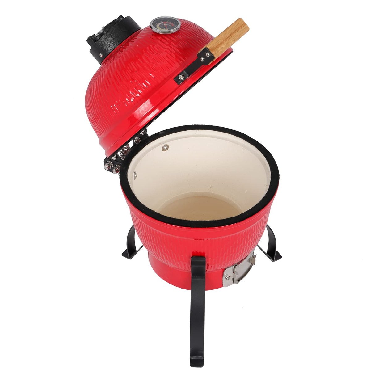 Portable Ceramic Charcoal Grill,13 Inch Outdoor BBQ Egg Grills with Built-in Thermometer, Multifunctional Ceramic Barbecue Grill, Egg Outdoor Kitchen Style (Red) Guangshuohui