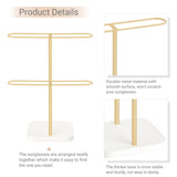 Mkono Sunglasses Organizer Glasses Holder Stand for 24 Pairs of Eyewear, 2 Tier Sunglass Storage Eyeglasses Display Rack Metal Frame with Wood Base for Table Desk Countertop Dresser Bedroom, Gold Mkono