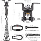 BeneLabel Heavy Duty Boxing Punching Bag Hanger Chain with Spring, 350 LB Capacity, 360° Rotation Wood Beam Holder with 4 Chains and 4 Carabiners, 2 Hexagon Wood Screws and 2 Expansion Screws. BeneLabel