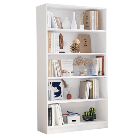 Farini 60 Inch Tall Bookcase,5 Shelf Bookshelves,Adjustable Bookshelf for Home Office,White Farini