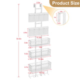 Hongtamoya Adjustable Over The Door Organizer - Hair Dryer Holder, Hanging Door Organizer with 8 Pockets 3 Metal Baskets 6 Hook, Behind Door Organizers and Storage for Bathroom Closet Cabinet Bedroom Hongtamoya