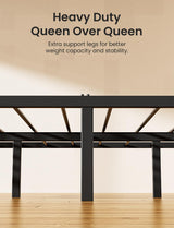 Miscoos Queen Over Queen Bunk Bed, Heavy-Duty Queen Bed Frame with Safety Full-Length Guardrails & Anti-Slip Ladder, Metal Bunk Bed for Teens Adults, Noise Reduced, Black Miscoos