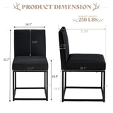 AMERLIFE Mid Century Linen Dining Chairs Set of 6, Modern Upholstered Dinner Chairs with Metal Frame for Restaurant, Dining Room, Kitchen, Black Padded Chairs AMERLIFE