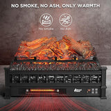 TURBRO Eternal Flame Infrared Electric Fireplace Logs, 23" Infrared Quartz, Remote Control Fireplace Insert Log Heater, Realistic Lemonwood Ember Bed, Thermostat, Timer, 1500W Black TURBRO