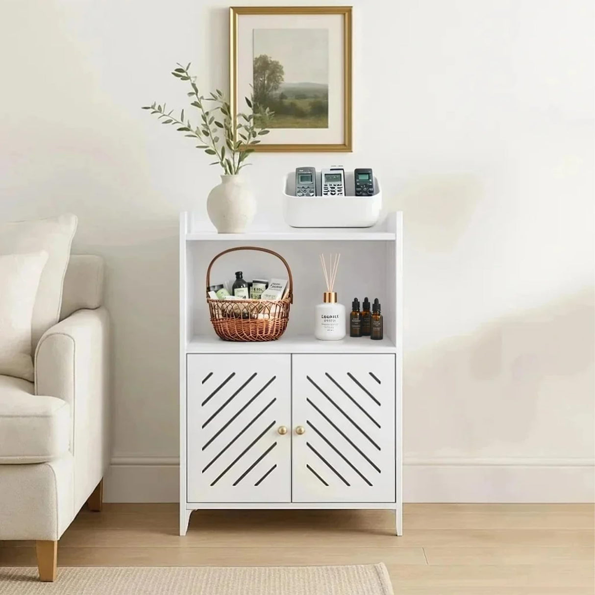 ShellKingdom Bathroom Storage Cabinet, Free Standing Floor Cabinet, Home Storage Shelf with Drawer and Door for Bathroom, Living Room, Kitchen, Office, 25.19 X 14.17 X 9.44 INCH ShellKingdom