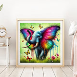 DPDAKIT Diamond Art Kits for Adults, Animal Elephant Diamond Painting Kits for Beginner, 5D DIY Butterfly Round Full Gem Art Crafts for Home Wall Decor Gift, 12x12inch DPDAKIT