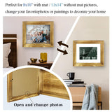 Hidden Gun Storage - Gun Safe Pistol Storage, 11"x14" Matted to 8"x10" Concealment Furniture Secret Decor Solid Wooden Handgun Picture Frames Box Homvle