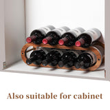 Navtcow Wine Rack and Water Bottle Organizer 2 in 1 for Cabinet and Countertop - Adjustable in 2 Sizes (Acacia Wood 2 Tier) Navtcow