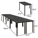 Bonzy Home Conference Tables 16ft Office Computer Desk for Meeting Room Study Writing Printer Table Meeting Seminar Table for 20 People Modern Black 8PCS (188.8"x47.2"x29.5", Black) Bonzy Home