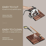THYOI Deck Tiles, Patio Flooring - Outdoor Waterproof Acacia Wood Tiles for All Weather Use - Balcony, Backyard, Indoor & Outdoor (Dark Brown Crossed Pattern, 10 Pcs - 10 Square Ft) THYOI