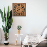 Presentime & Co 21" Farmhouse Square Shiplap Barn Door Wood Clock - Fir, Arabic Numeral. Home Decoration/Wall Decoration/Farmhouse Décor for Living Room, Dining Room, and Entryway. Presentime