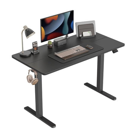 CubiCubi Height Adjustable Electric Standing Desk, 48 x 24 Inches Stand Up Table, Sit Stand Home Office Desk with Splice Board, Black CubiCubi