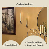 Wall Candle Holder Set of 2, Stylish Black Metal Wall Mount Candle Sconces, Modern Wall Decoration for Living Room, Farmhouse, Fireplace, and Weddings Batoslee