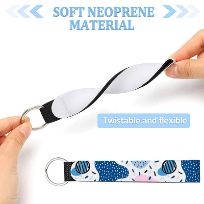 NEETUE 16 Pieces Sublimation Blanks Wristlet Keychain DIY Blank Wrist Lanyard White Neoprene Keychain Wristband Lanyard Wristband Keychain for Summarize Small Pendants Such as Keys (White)