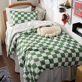 Bedsure Twin/Twin XL Comforter Set - Twin Extra Long Comforter Set, Checkered Dorm Bedding for Boys, 2 Pieces, 1 Soft Green Comforter and 1 Pillow Sham Bedsure