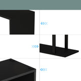 Yusong S Shaped Bookshelf, Modern Geometric Bookcase, 6-Tier Black Display Case Book Shelf Yusong