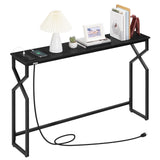 MAHANCRIS Console Sofa Table, 44.9" Entryway Table with Power Station, Narrow Couch Table, Hallway Table, Sofa Table with USB Ports, Metal Frame, for Entrance, Living Room, Black CTHB113E01 MAHANCRIS