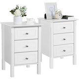 Yaheetech Bedside Table Set of 2, Nightstand with 3 Drawer and Solid Wood Legs, Accent Night Stand with Storage Cabinet for Home Office/Small Space, 16″ D × 16″ W × 24″ H, White Yaheetech