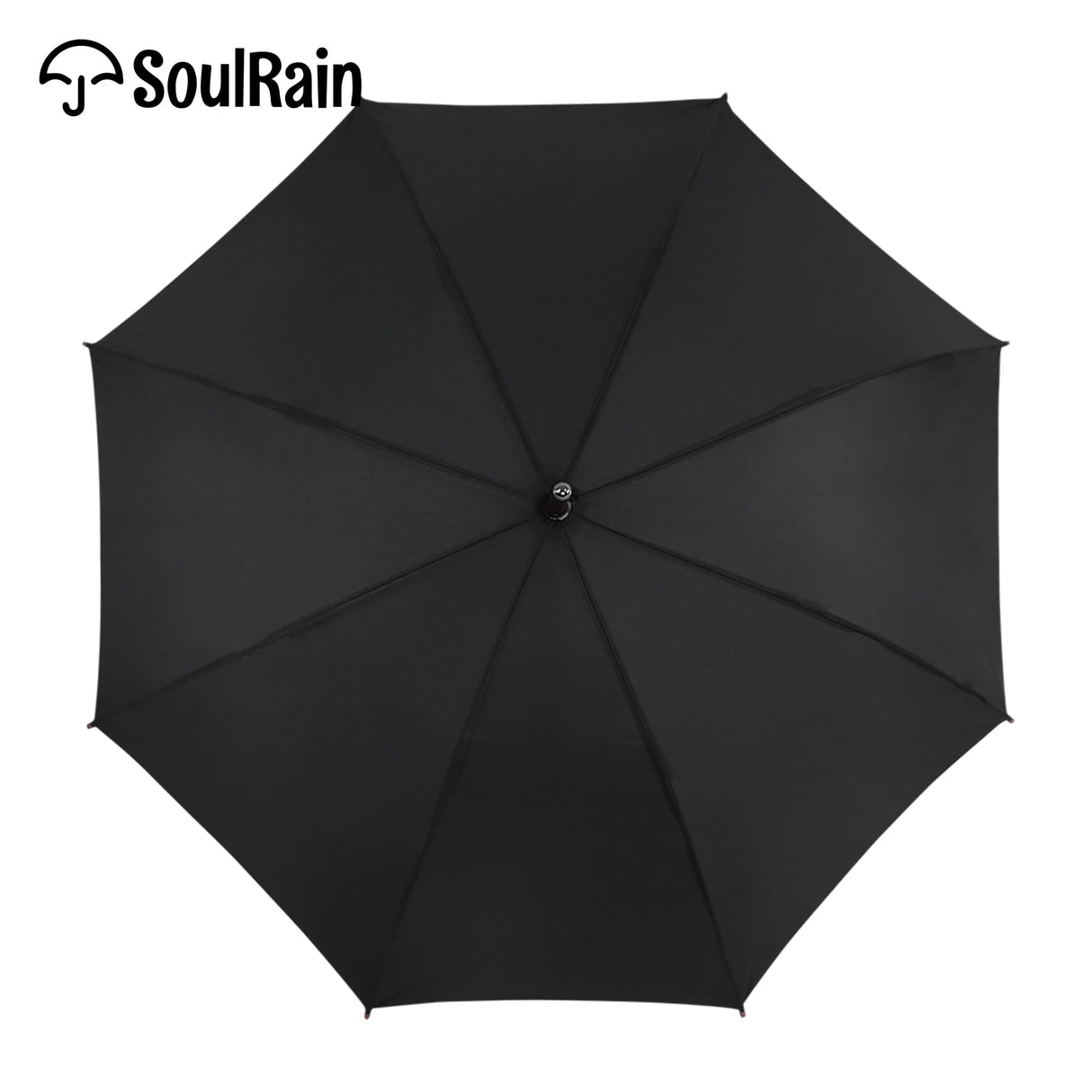 SoulRain 48" Arc Classic Wood Handle Umbrella Auto Open Windproof clear Unbreakable Stick Rain Umbrella (Black) SoulRain