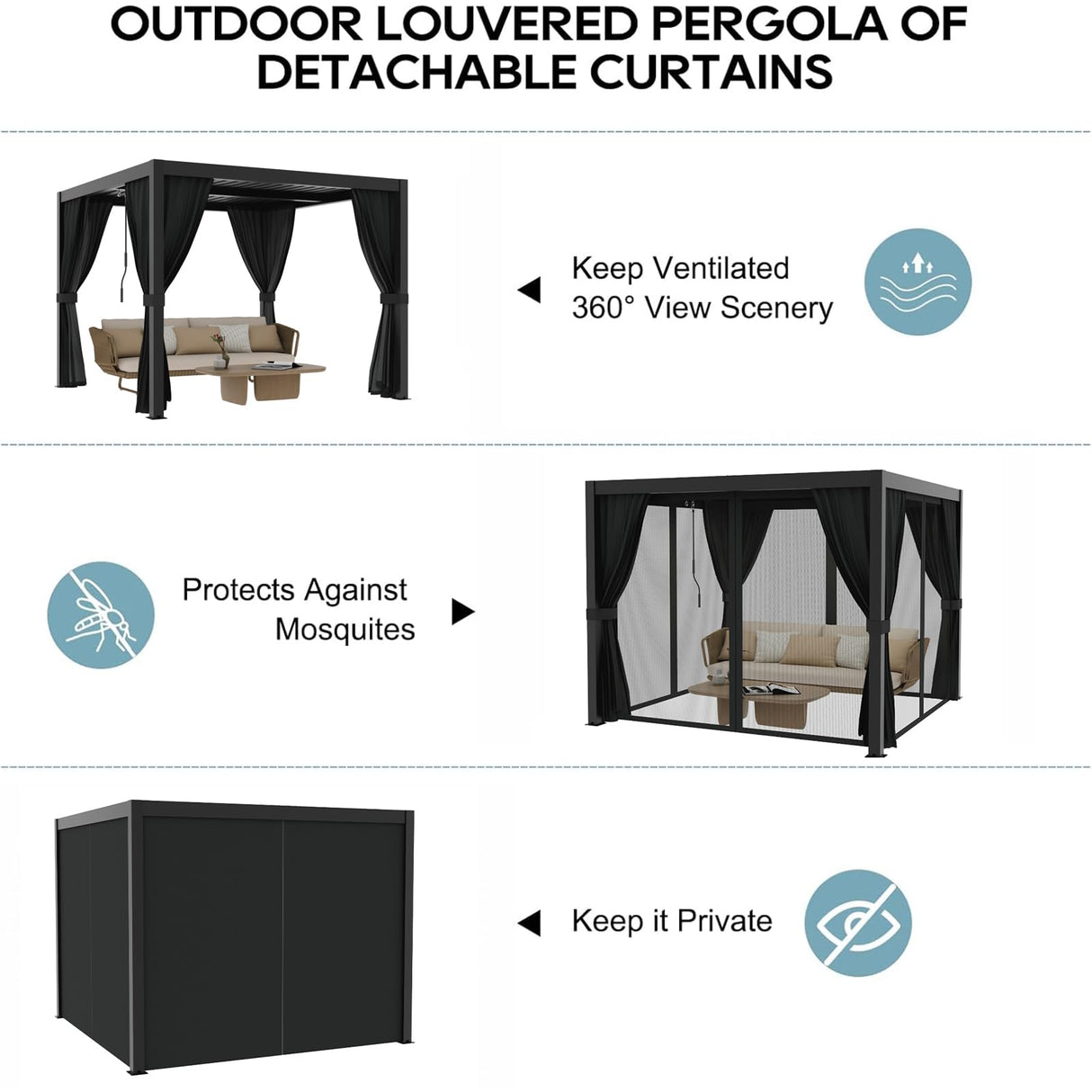 Outdoor Louvered Pergola 10' x 10', Aluminum Louvered Pergola with Adjustable Roof, Adjustable Pergolas for Outdoor Deck, Patio, Lawn & Garden GS CHIER