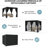 Outdoor Louvered Pergola 10' x 10', Aluminum Louvered Pergola with Adjustable Roof, Adjustable Pergolas for Outdoor Deck, Patio, Lawn & Garden GS CHIER