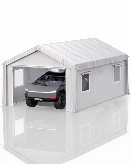 Hipicute 10' x 20'x 10' Portable Garage, Heavy Duty Carport with 180G Side Walls, Front and Rear Doors, Car Shelter for Trucks, Boats, and SUVs - White Hipicute