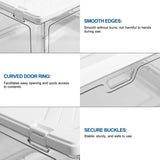 HYBRIDEAS 3-Pack Clear Stackable Storage Bins with Lids Magnetic Doors Open Front Foldable Folding Plastic Craft Containers Large Closet Organizers Box for Bedrooms Living Rooms Study Kids' Toys 24 QT HYBRIDEAS