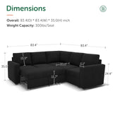 HONBAY Modular Sectional Sleeper Sofa with Pull Out Bed, Velvet L Shaped Sectional Couch with Storage Seat, Convertible Sectional Couches for Living Room, Black HONBAY