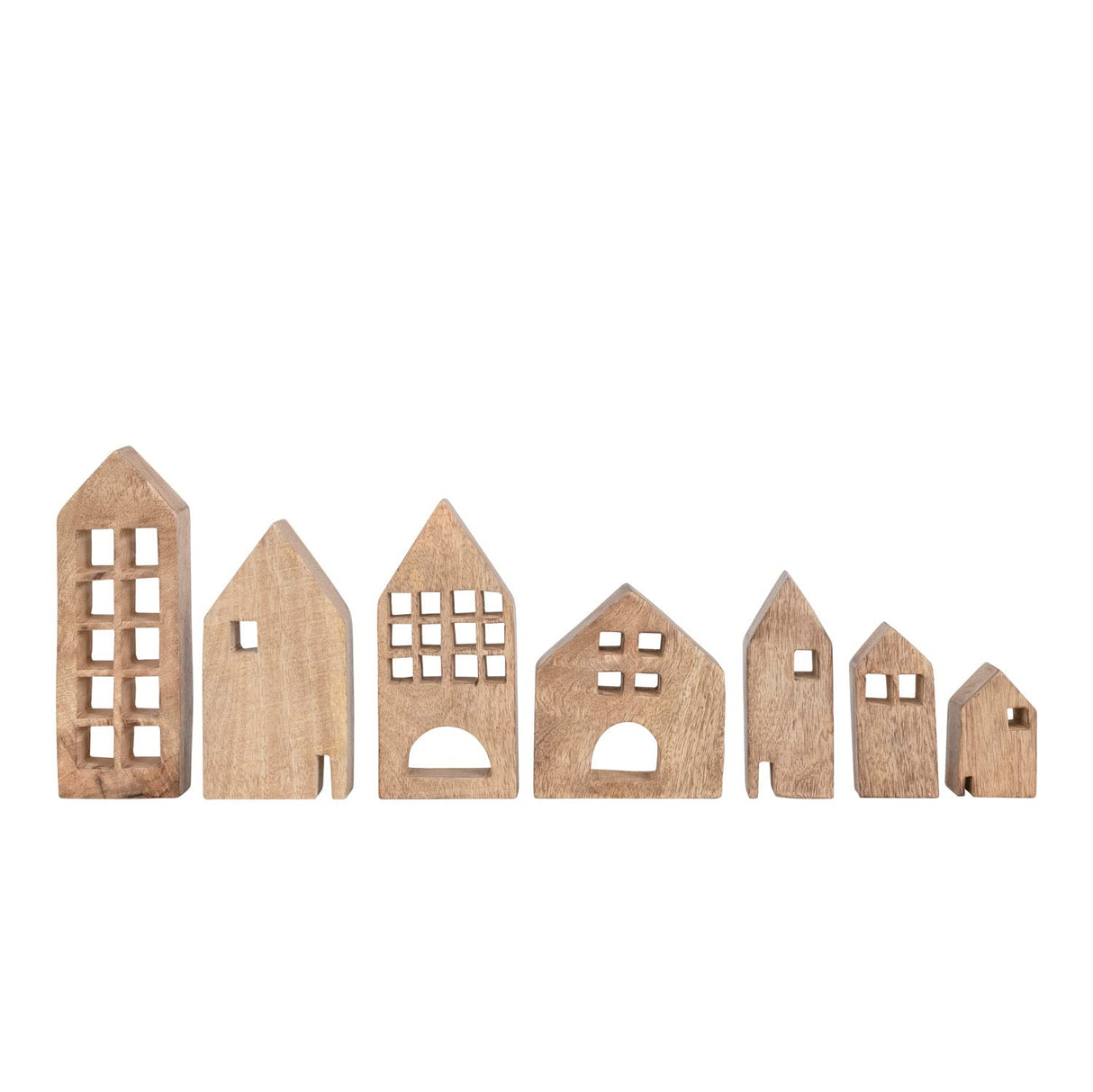 Creative Co-Op Mango Wood Houses, Set of 7 Creative Co-Op