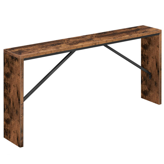 MAHANCRIS Console Table, 62.2" Long Sofa Table Behind Couch, Narrow Entryway Table, Farmhouse Dining Table with Angled Metal Frame, Industrial Console Table for Entryway, Rustic Brown CTHR158 - WoodArtSupply