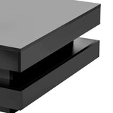 Vinsetto High Gloss Minimalist Coffee Table with LED Lights, 2-Tier Square Center Table for Living Room, 31.5" L x 31.5" W x 14" H, Black Vinsetto