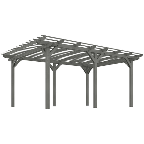 Outsunny 12' x 16' Outdoor Pergola, Wood Gazebo Grape Trellis with Stable Structure for Climbing Plant Support, Garden, Patio, Backyard, Deck, Gray Outsunny