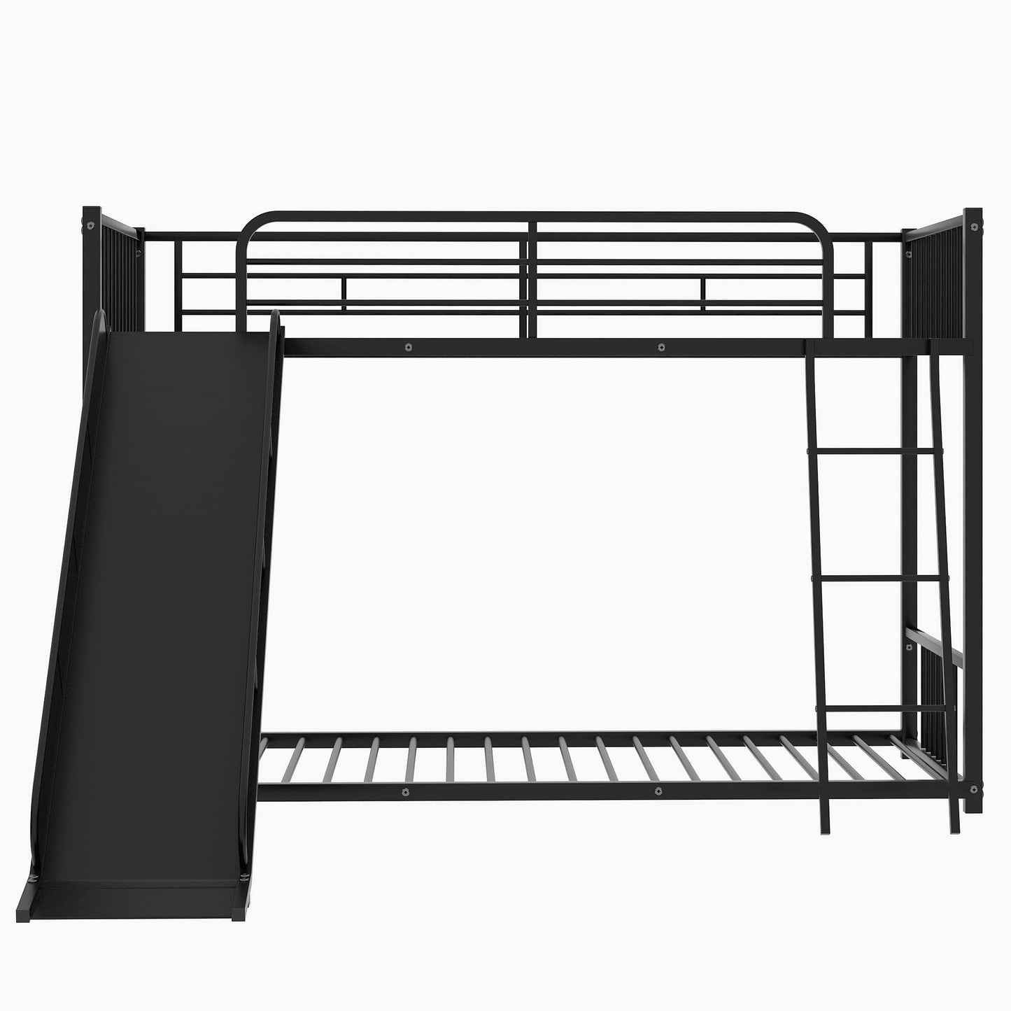 Harper & Bright Designs Metal Bunk Beds Twin Over Twin with Slide for Kids, Heavy Duty Twin Bunk Beds with Ladder for Girls Boys, No Box Spring Required,Black