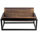 MyGift Tabletop Book Holder Rack with Industrial Black Metal Frame, Rustic Burnt Solid Wood Desktop Tilted Bookcase Reading Book Storage Organizer MyGift