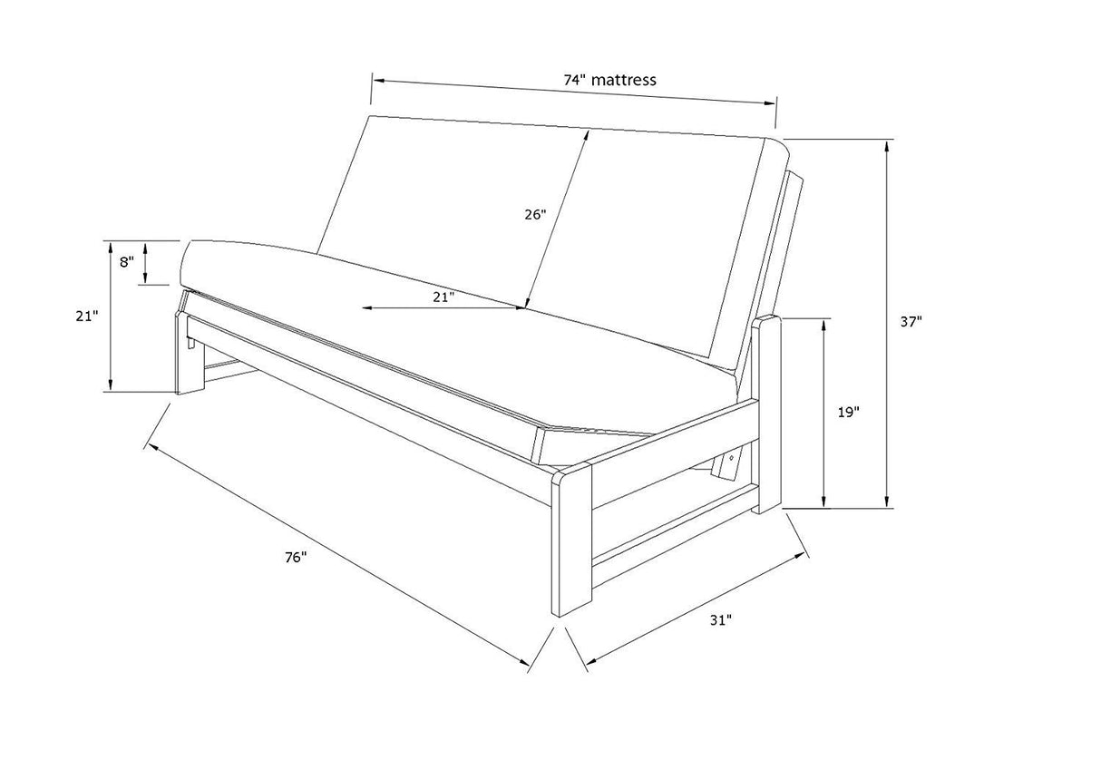 Kodiak Furniture Aspen Futon with Suede Fabric Mattress in Mocha/Black Kodiak Furniture