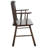 SAFAVIEH Home Collection Addison Farmhouse Dark Walnut Solid Wood Windsor Spindle Loveseat Bench Safavieh