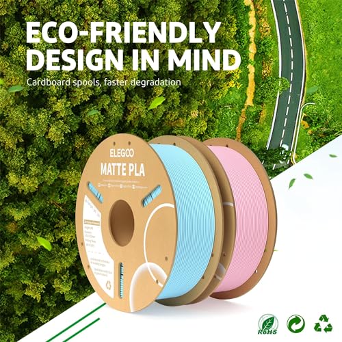 ELEGOO Matte PLA Filament Mint Green 1KG, 1.75mm 3D Printer Filament Dimensional Accuracy +/- 0.02mm, 1kg Carboard Spool (2.2lbs) for Most FDM 3D Printers ELEGOO