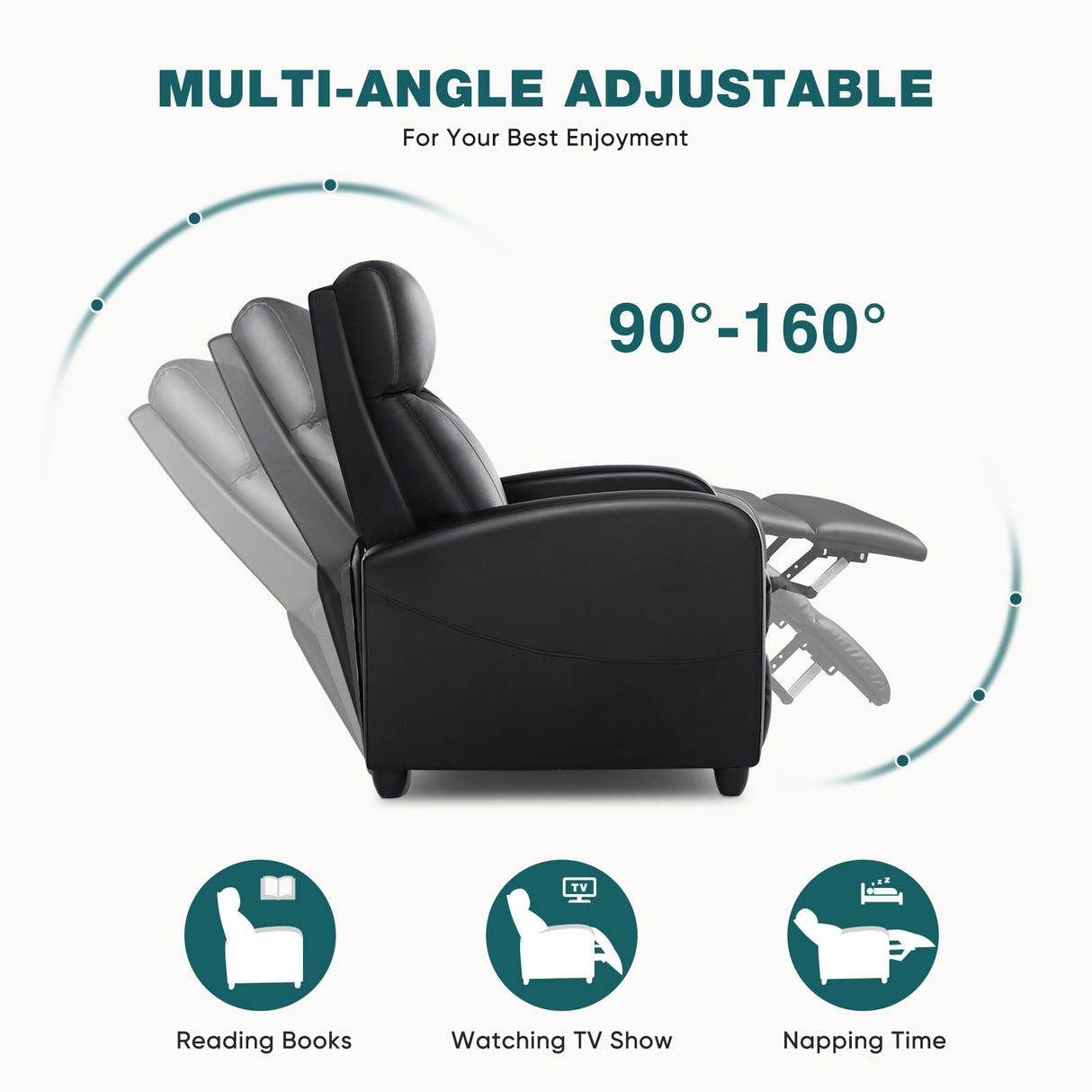 SMUG Power Recliner Chair, Massage Recliner Chair for Living Room, Recliners Home Theater Seating with Lumbar Support,Lazyboy Recliner Sofa Chair for Adults, Black SMUG
