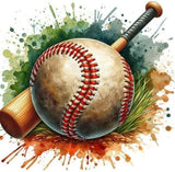 DIY 5D Diamond Art Painting Baseball 16x16 Inch. Round Full Drill Rhinestone Embroidery for Home Wall Decoration Generic