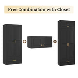 TIMELESS PIECES 86" Metal Wardrobe Cabinets,Black Armoire Wardrobe Closet with Hanging Rod,Clothes Storage Cabinet with Adjustable Shelves and Doors,Clothing Cabinet for Bedroom,Laundry Room TIMELESS PIECES