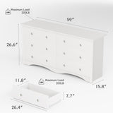 Furniwell 6 Drawer Dresser for Bedroom, Wood Dresser Wide Storage Organizer for Living Room Hallway Closets (White) Furniwell