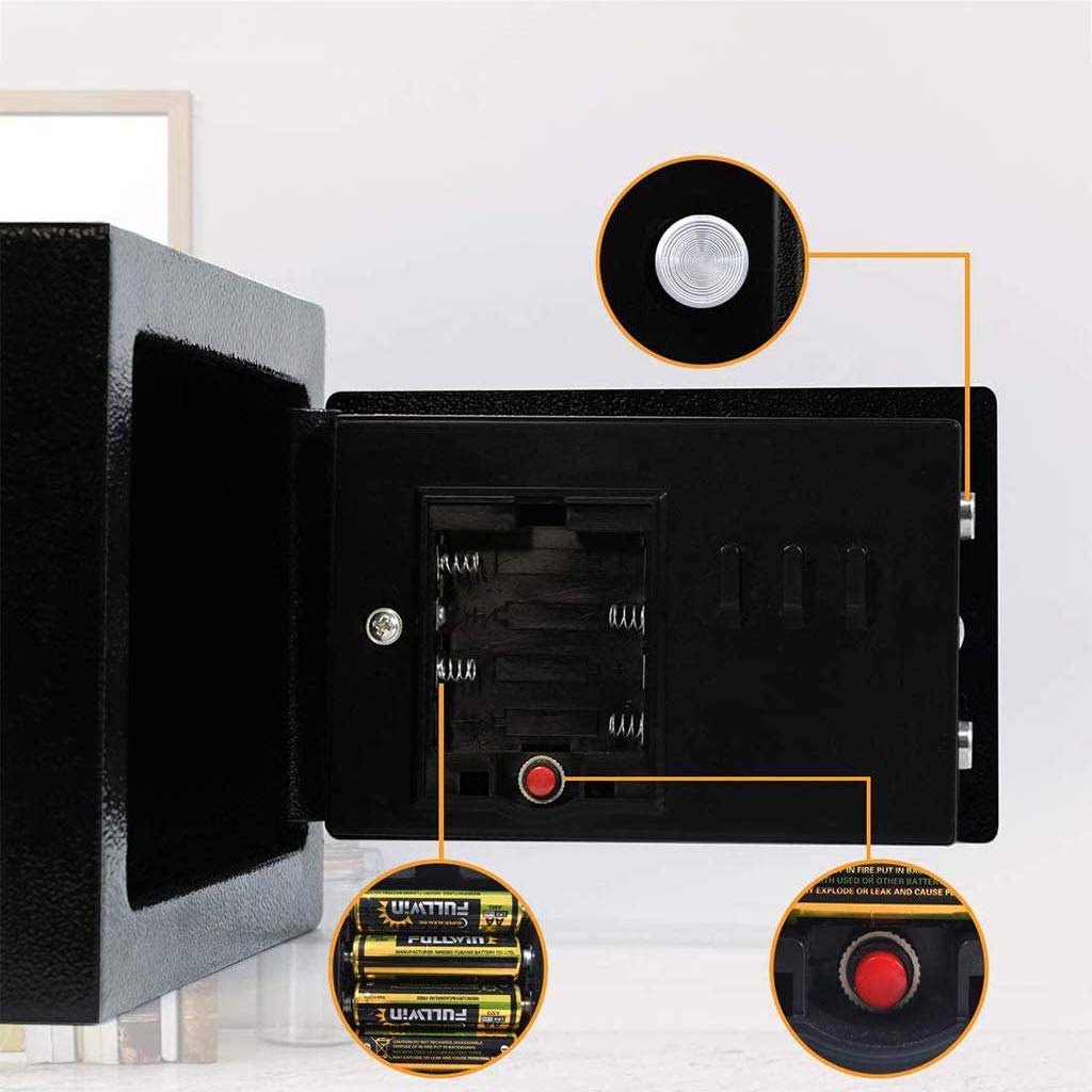 Fireproof and Waterproof Electronic Safe Box with Digital Keypad & Keys, Money Box and Deposit Box for Cash Gun Jewelry Home Office Hotel Security Storage - with 2 keys and Tools (9" x 6.7 x 6.7") AMZOSS