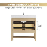 DELUXE LIVING 36 Inch Bathroom Vanity with Ceramic Sink,Fully Assembled Sink Cabinet with Countertop, Wood Frame Vanity with Soft-Closing Drawers & Adjustable Feet, Oak Wood DELUXE LIVING