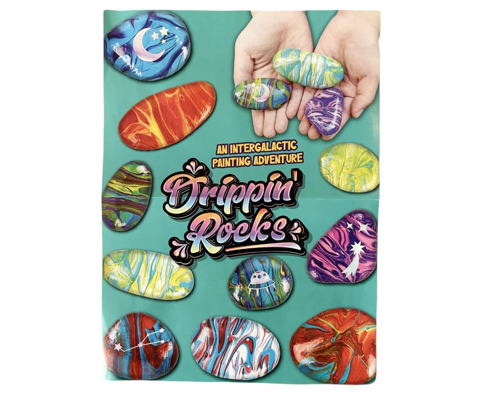 Channie's Drippin’ Rocks Paint Pouring Kit for Kids – DIY Set with Transfer Stickers, Gloves, Tools & Instructions – Fun Marbling Art Craft for Boys & Girls Ages 6+ Channie's