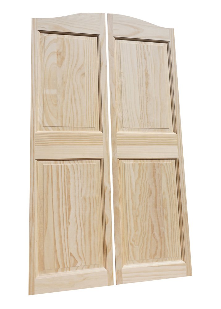 Cafe Doors by Cafe Doors Emporium | Pine Raised 4 Paneled 64" T | Premade for 36" W Finished Opening | Saloon Restaurant Swinging Kitchen Parlor Butler Eliason Tall Pantry Door | Includes Hinges Cafe Doors Emporium