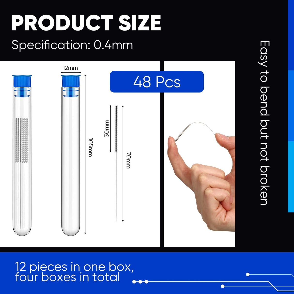 48 Pieces 3D Printer Nozzle Cleaning Kit 0.4 mm Stainless Steel Nozzle Cleaning Needles 3D Printer Nozzle Cleaner for 3D Printer Accessory Hotop