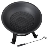 22 Inches Portable Fire Pit Outdoor Wood Burning Steel Lightweight BBQ Grill Firepit Bowl with Log Grate&Poker for Outside Patio Campfire Bonfire Backyard Nouva